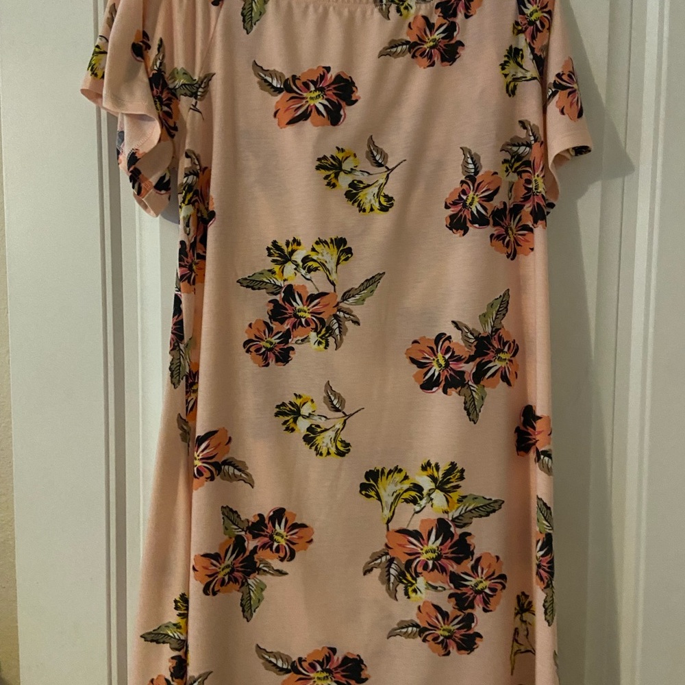 West Loop Pink Floral Print Midi Dress L
